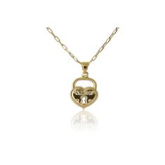 Colar com Pingente de Cadeado Escrito Amor Folheado Ouro 18k - Floratt