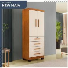 Guarda Roupa New Maia 2 Portas 4 Gavetas com Chave Benetil Móveis - Ci