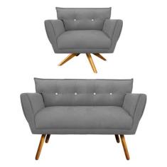 Kit 1 Namoradeira e 1 Poltrona Giratória Anitta Grafite - D' ROSSI