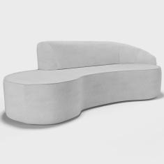 Sofá 3 Lugares Curvo Sala de Estar Living Firenze Direito D02 Linho Cinza 210 cm D-315 - Lyam