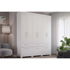 Guarda Roupa 6 Portas 5 Gavetas Porto Branco - Panan