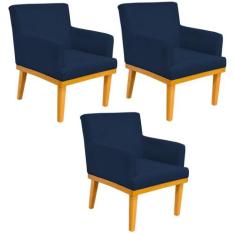 Kit 03 Poltronas Decorativa Para Sala de Estar Base Mel Beatriz W01 Su