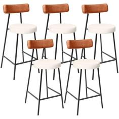 Kit 05 Banquetas Baixa Cozinha Sala Jantar Milão L02 material sintétic
