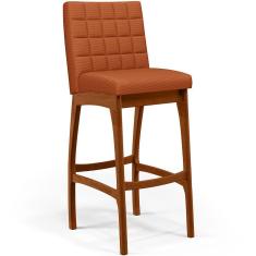 Banqueta Alta Para Cozinha Sala De Jantar Fixa Mila L02 Tecido Terracota - Lyam Decor
