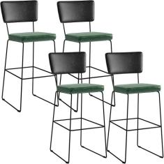 Kit 04 Banquetas Altas Sala Jantar Fixa Allana L02 material sintético 