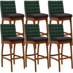 Kit 06 Banquetas Altas Cozinha Sala Jantar Fixa Mila L02 Facto Verde M