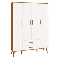 Guarda Roupa Infantil Isis 4 Portas 2 Gavetas MDF Branco-Savana