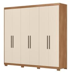 Guarda Roupa Casal Venice 6 Portas de Bater 4 Gavetas MDF Amêndola-Off White