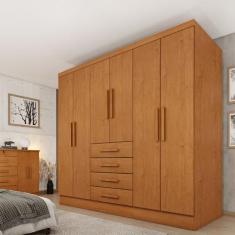 Guarda Roupa Casal 6 Portas 4 Gavetas 180cm Arizona Bege/Cinamomo - Tc