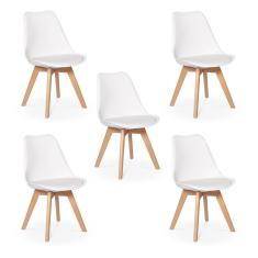 Conjunto 05 Cadeiras Eames Wood Leda Design - Branca