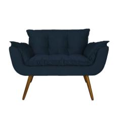 Namoradeira Decorativa Estofada Para Consultório Opala Suede Azul Marinho - LM DECOR