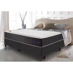 Conjunto Cama Box King com Molas Ensacadas Cama inBox Cloud Cinza 193x203x67