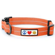 Pawtitas Coleira reflexiva para cachorro com costura de linha reflexiva | Coleira reflexiva para cachorro com fivela ajustável e melhor treinamento Ótimo para cães pequenosPawtitas Small, 5/8 Inch Wide rosa