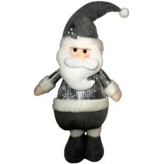 Boneco Papai Noel Em Pé Prata Prateado Luxo - Decoração Enfeite De Natal – Wms