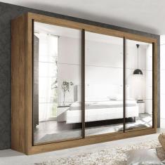 Guarda Roupa Casal com 9 Espelho 3 Portas Lux Espresso Móveis Freijó