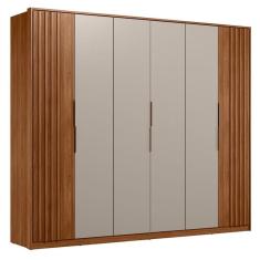 Guarda Roupa Casal Ripado Atrice Ambiente 6 Portas Nogueira Nude Prime TX Demóbile - Demartêz