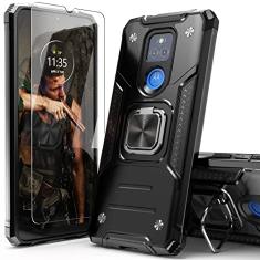 IDYStar Capa para Moto G Play 2021 com protetor de tela, absorção de choque, resistente, durável, teste de queda, capa fina com suporte para carro, capa protetora leve para celular para Moto G Play