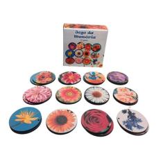 Jogo da Memória Flores Floral Redondo Divertido + Chaveiro Especial - 