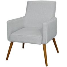 Poltrona Decorativa Para Sala de Estar e Recepção Maria W01 Linho Cinz