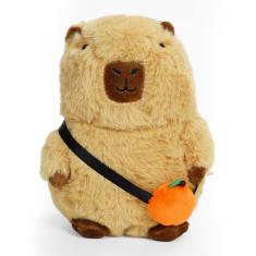 Brinquedo de pelúcia Capivara de pelúcia EVOLVEOVER 20 cm com bolsa laranja