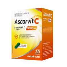 AscorVit C 1000mg Vitamina C e Zinco 30 Cápsulas Maxinutri