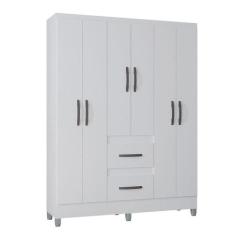 Guarda Roupa Poquema Capri 6 Portas 2 Gavetas Branco - POQUEMA MÓVEIS