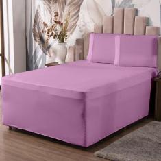 Jogo de Lençol Luva Queen Conjugada Veste Colchão e Box Malha 3 Peças 