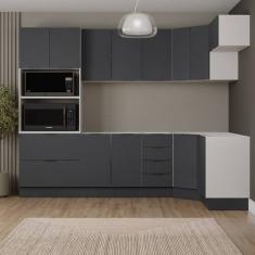 Cozinha Modulada 7 Peças sem Tampo com Rodapé Ipanema CabeCasa Madeira