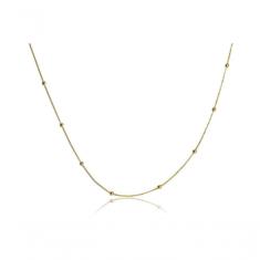 Colar Corrente Italiana Com Bolinha Dourada Folheado Em Ouro 18k