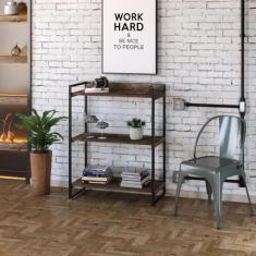 Estante Multiuso 3 Prateleiras 104x80cm Estilo Industrial - Compace De