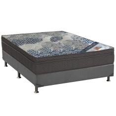 Cama Box Casal: Colchão Molas Ortobom Superpocket Iso Firme + Base Crc Suede Gray(138X188)