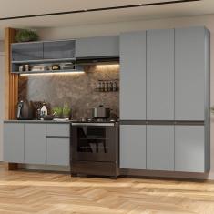 Armário De Cozinha Completa Suspenso 320Cm Cinza