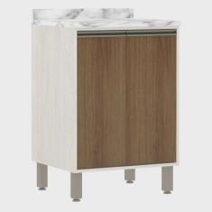 Balcão de Cozinha com Tampo 60 cm 2 Portas de Abrir 1 Prateleira Linea Luciane Móveis