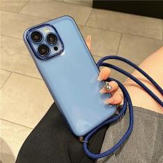 Armor Transparent Shockproof Crossbody Colar Lanyard Clear Soft Case For iPhone 13 14 Pro Max 12 11 X XR 7 8 14Plus Cover,Blue,For iPhone 11