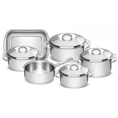 Conjunto de Panelas Inox com Fundo Triplo 6 Peças Solar Tramontina