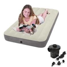 Colchão Inflável Solteiro Dura Beam Fiber Tech com Bomba Elétrica Intex 220v