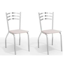 Cadeira Sala de Jantar Portugal 2C007 Kit 2 Un Cromado/Courano Branco - Kappesberg