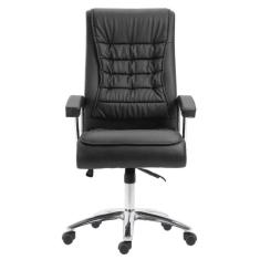 Cadeira Giratória Nr-17 Califórnia Fratini Revestida Em Poliuretano Preto Base Rodizio Cromado