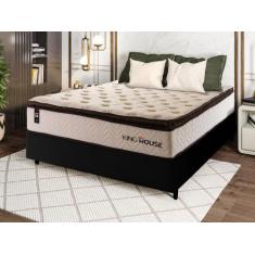 Conjunto Cama Box c/ Molas Ensacadas Quartzo Marrom Casal 138x188x71 -