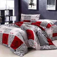 Jogo De Cama Solteiro King Love You 6 Peças Com Edredom - Espaço Casa 