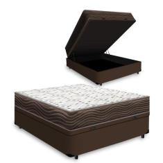 Cama Box Baú + Colchão de Casal Ortobom D45 Iso 150 138x188x60cm, Marr