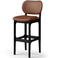 Banqueta Alta Para Cozinha Madeira Fixa Betta L02 Preto material sinté