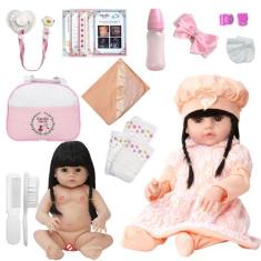 Boneca Reborn Recém Nascida Morena Completa Vários Itens - Cegonha Reb