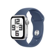 Apple Watch SE GPS • Caixa prateada de alumínio – 40 mm • Pulseira esportiva denim – P/M