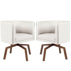 Kit 02 Poltronas Decorativas Sala de Estar Giratória Ka Nix Linho - Gr