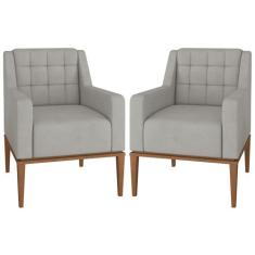 Kit 2 Poltronas Decorativas Sala de Estar Madonna Suede Cinza G52 - Gr