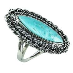 Anel Navete Arabesco - Cod 698 - Carlitos Joias, Turquesa, Azul, 16