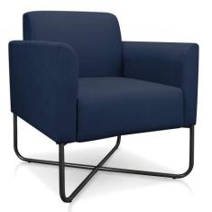 Poltrona Marisa Suede Azul Marinho Base X Industrial Preta - D' ROSSI