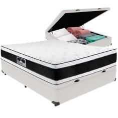Cama Box Baú e Colchão Black & White Air Double Face Espuma D33 Casal Castor