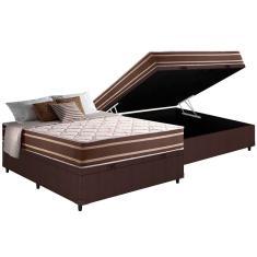 Cama Box Baú Casal: Colchão Molas Ensacadas D Angelis Anjos Superlastic Duo Sono + Base crc Courano Brown (138x188)